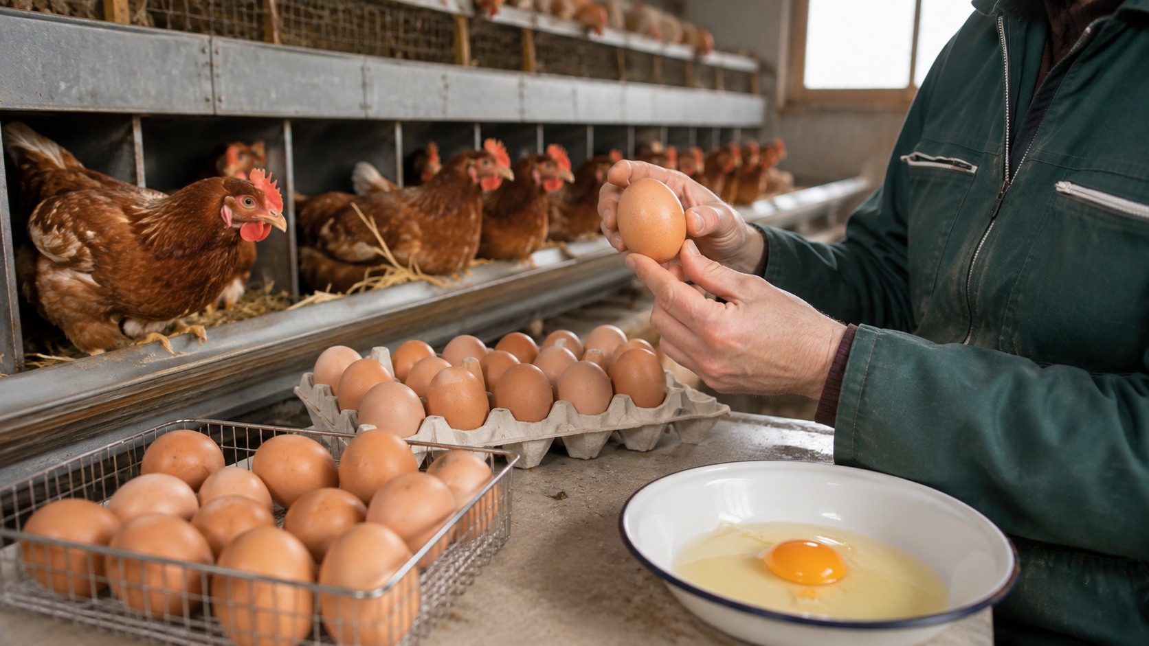Vue agricole consacrée à qualité des œufs