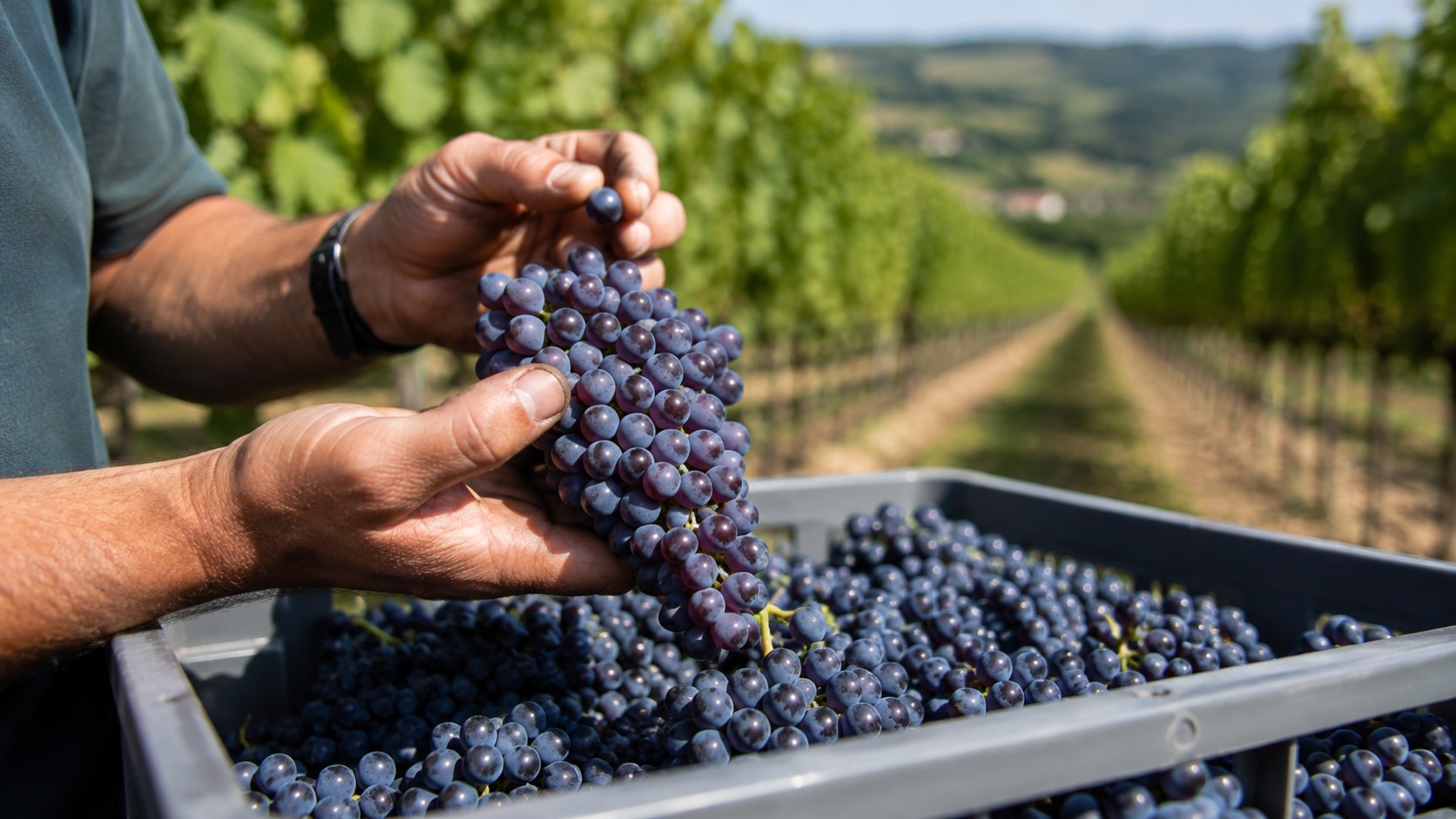 Vue agricole consacrée à qualité des raisins