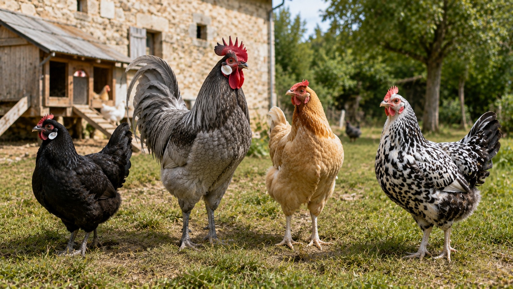 Vue agricole consacrée à races de poules françaises