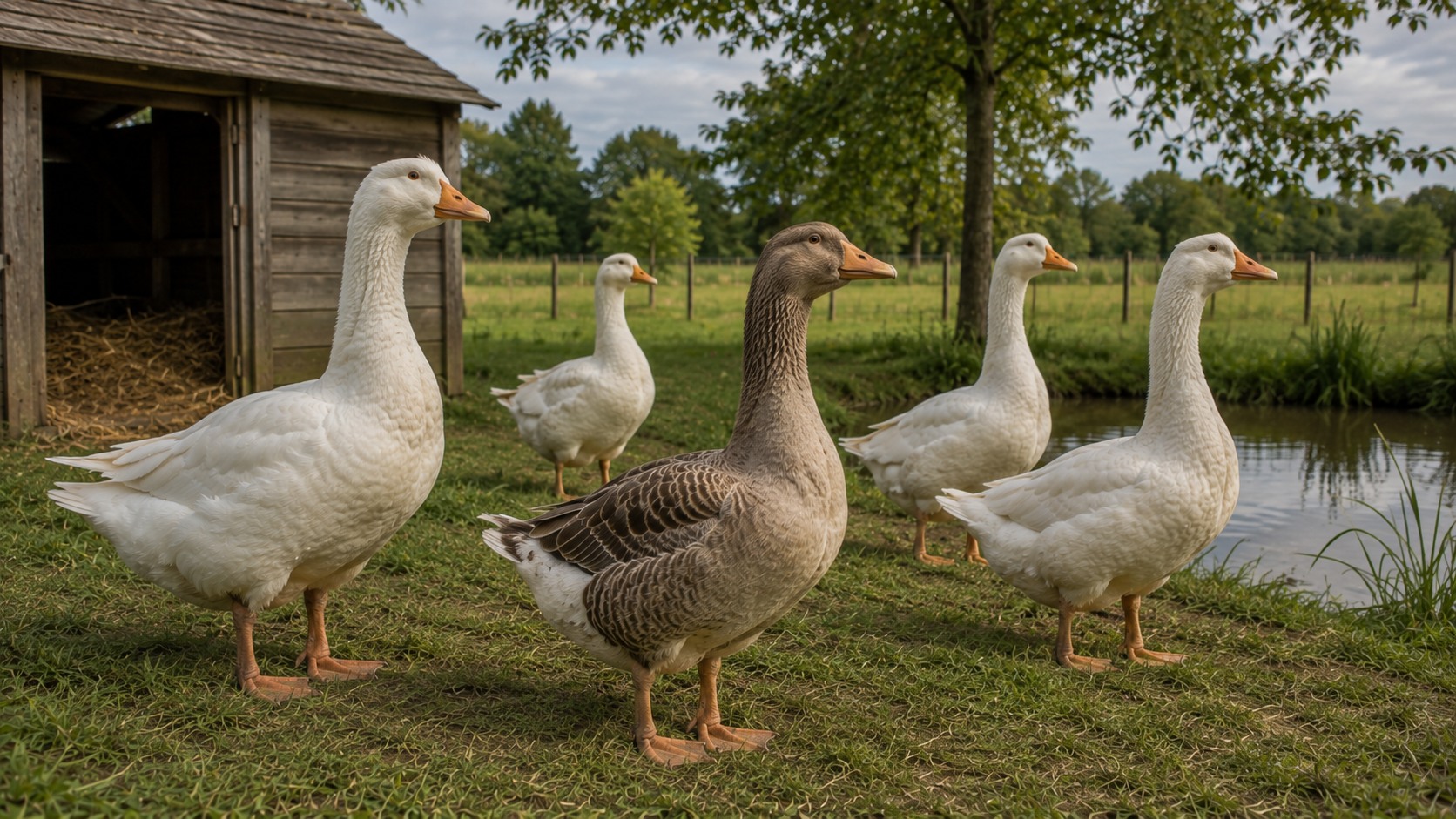 Vue agricole consacrée à races d’oies