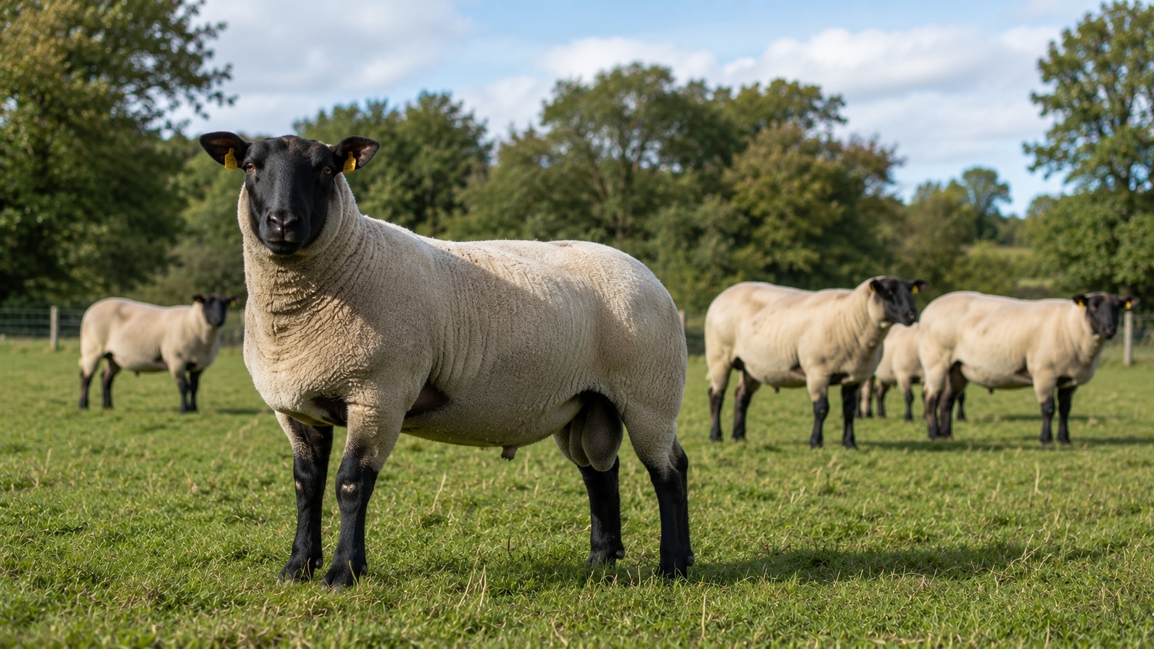 Vue agricole consacrée à races ovines bouchères