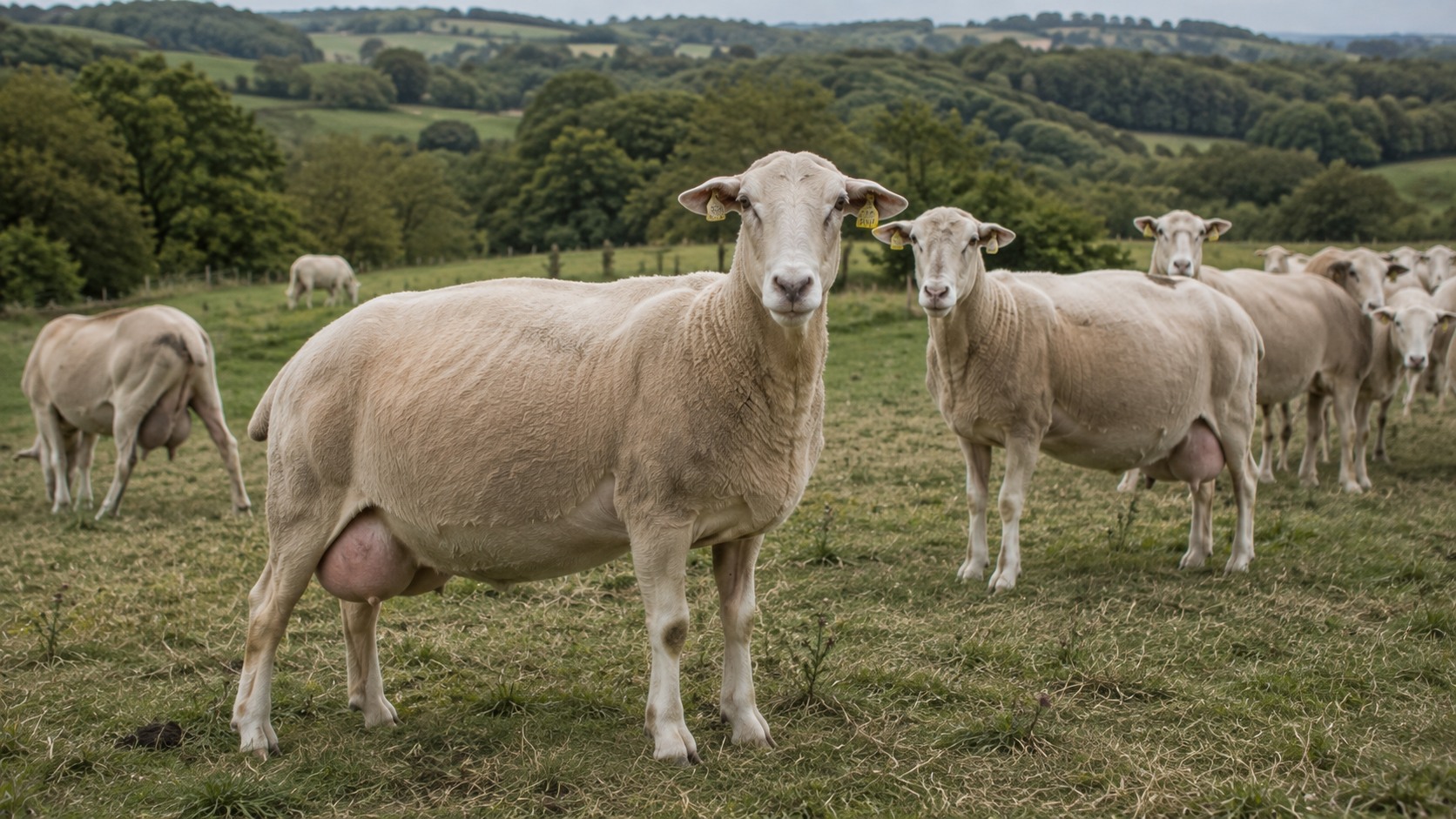Vue agricole consacrée à races ovines laitières