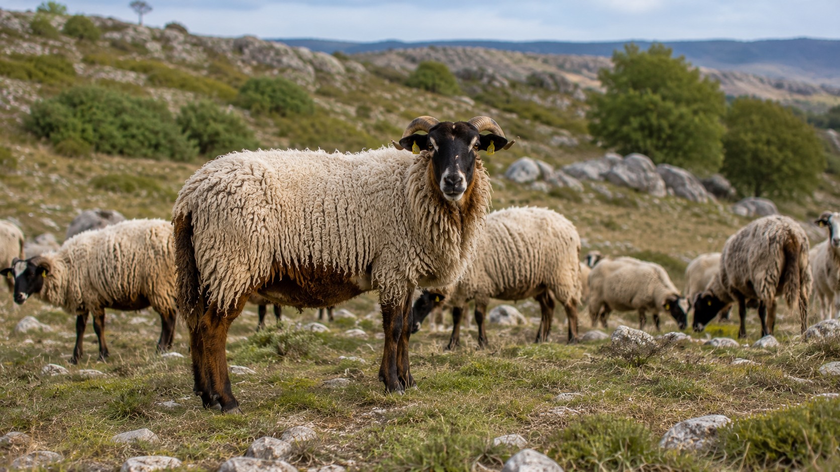 Vue agricole consacrée à races ovines rustiques