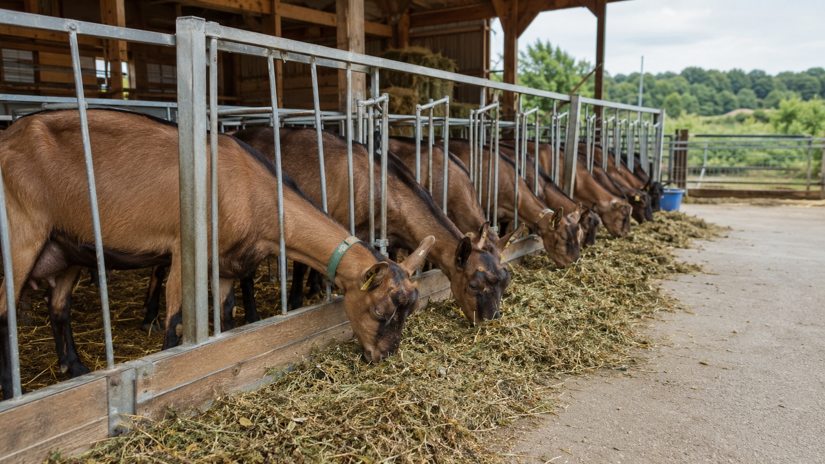 Vue agricole consacrée à ration des chèvres laitières