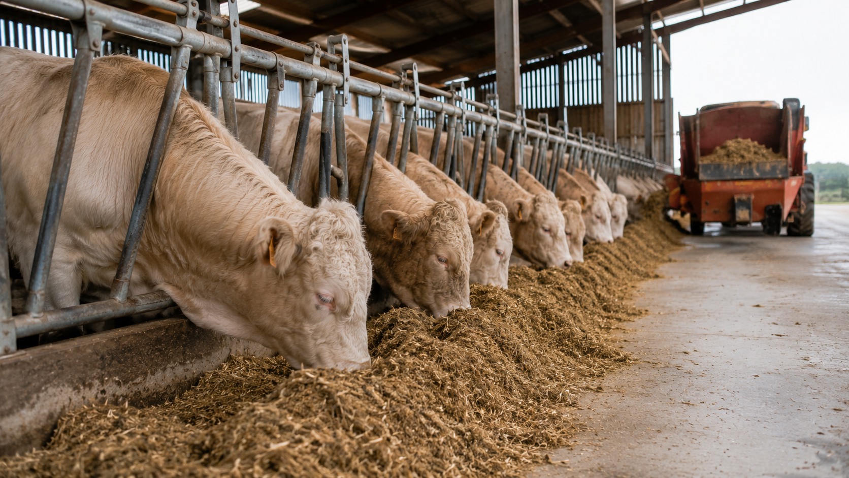Vue agricole consacrée à ration d’engraissement des bovins