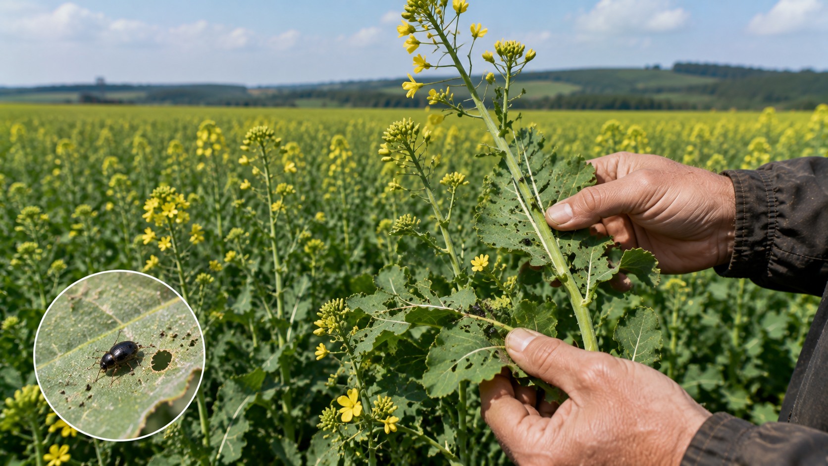 Vue agricole consacrée à ravageurs du colza