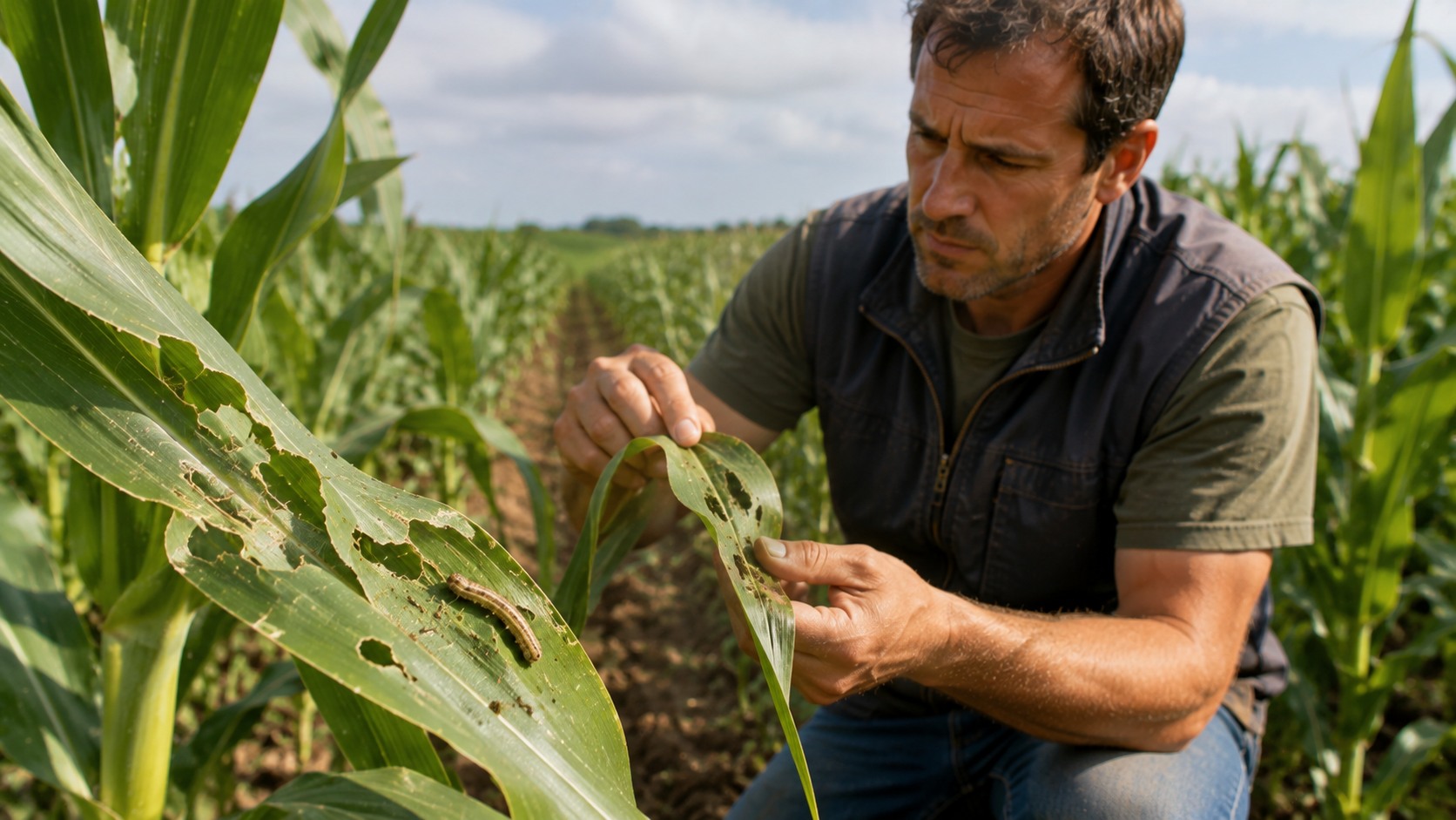 Vue agricole consacrée à ravageurs du maïs