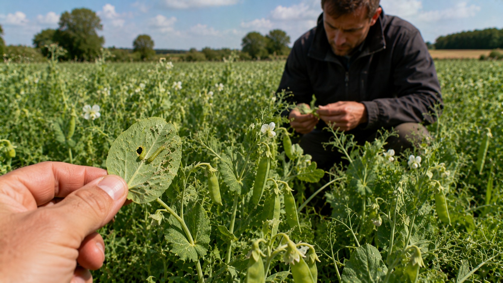 Vue agricole consacrée à ravageurs du pois protéagineux