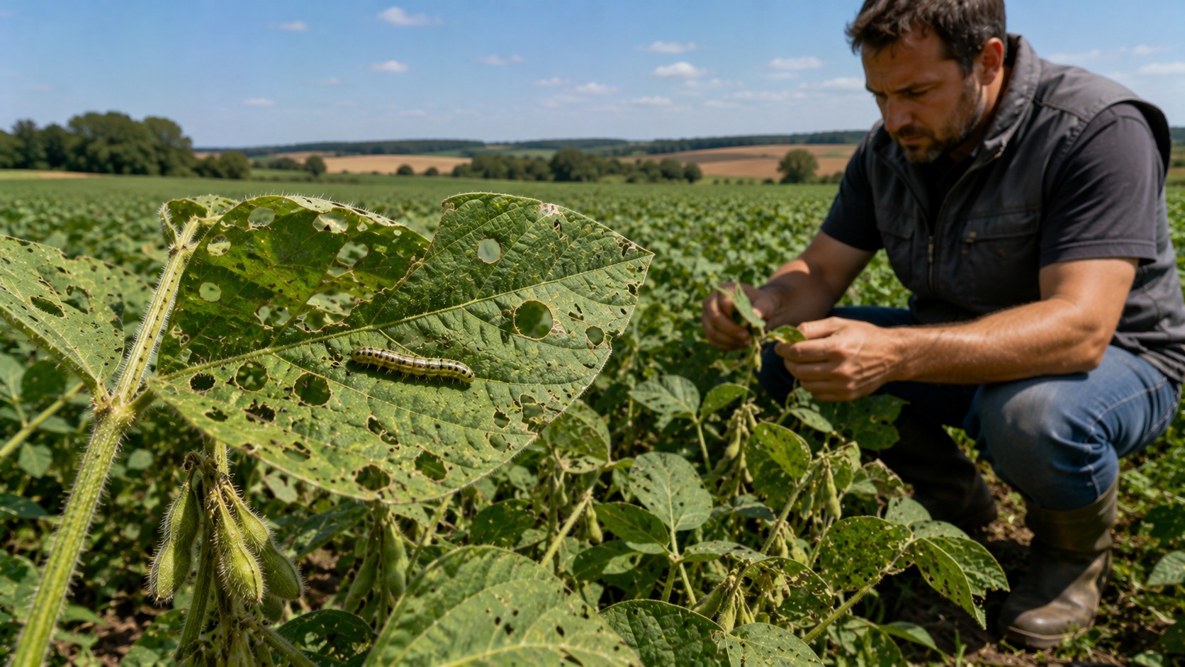 Vue agricole consacrée à ravageurs du soja