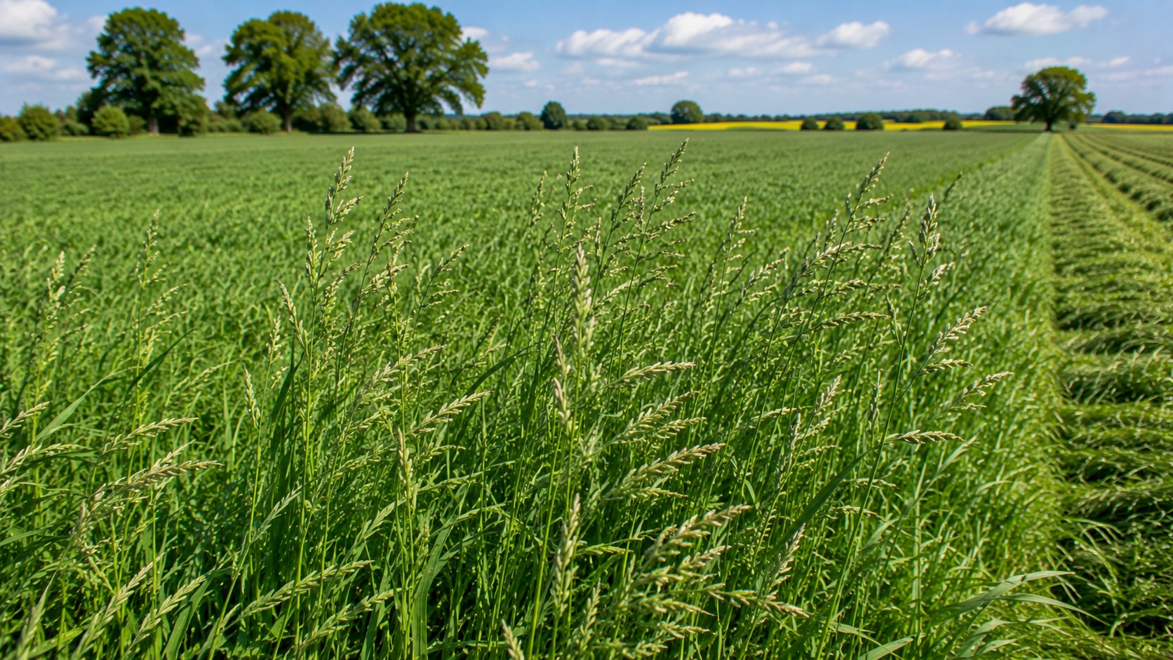 Parcelle de ray-grass italien en pleine pousse de printemps
