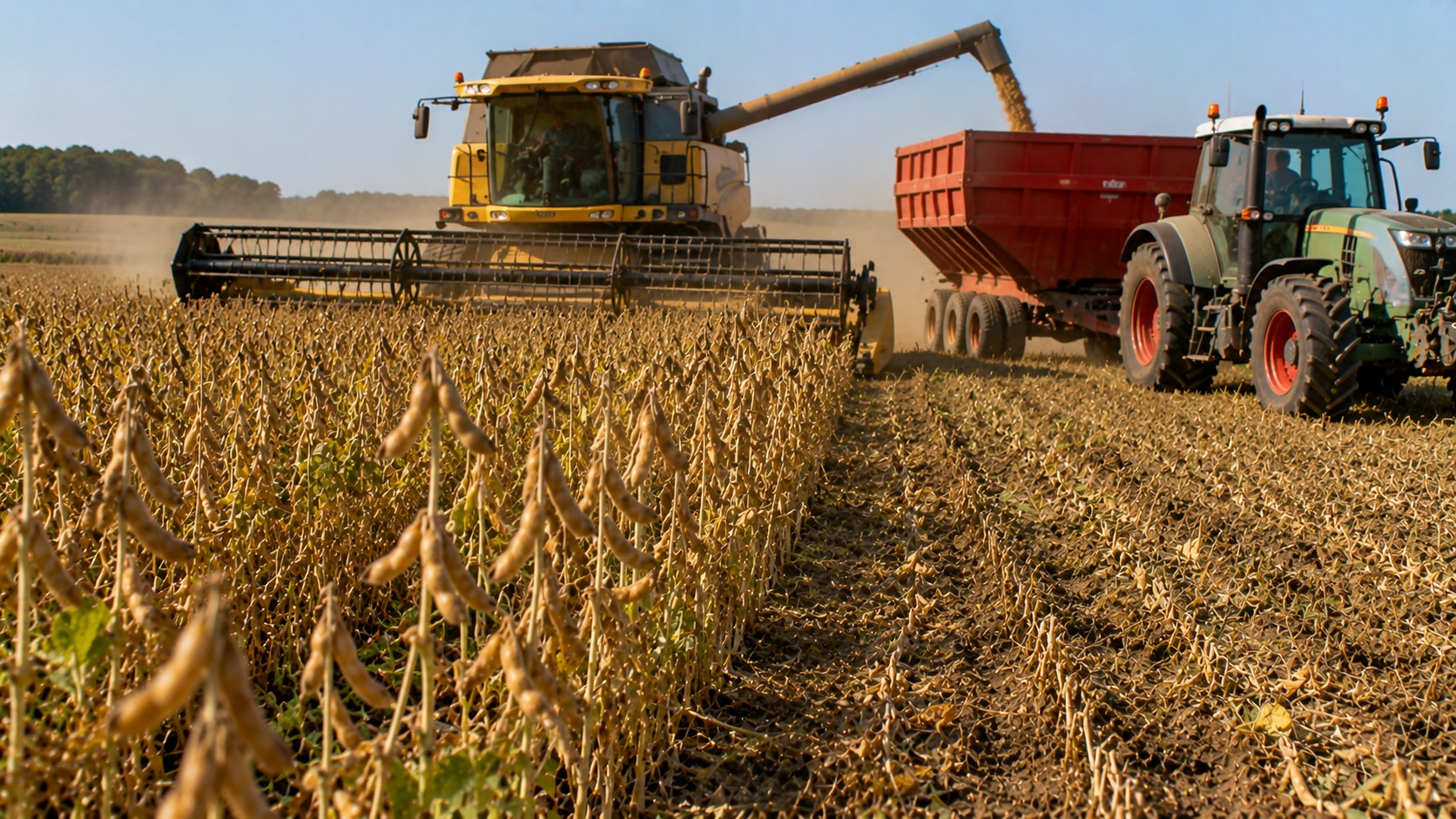 Vue agricole consacrée à récolte de la féverole