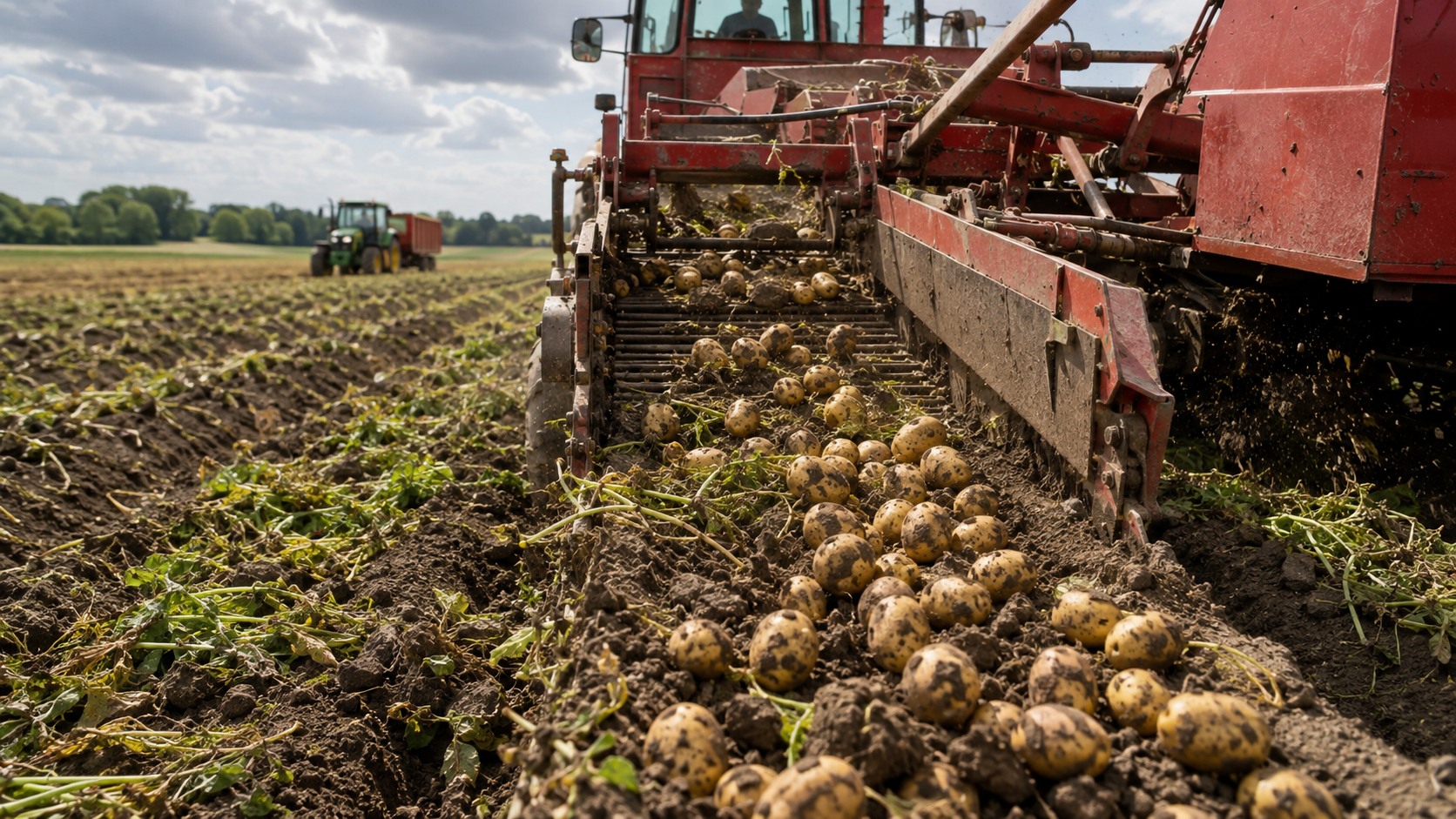 Vue agricole consacrée à récolte de la pomme de terre