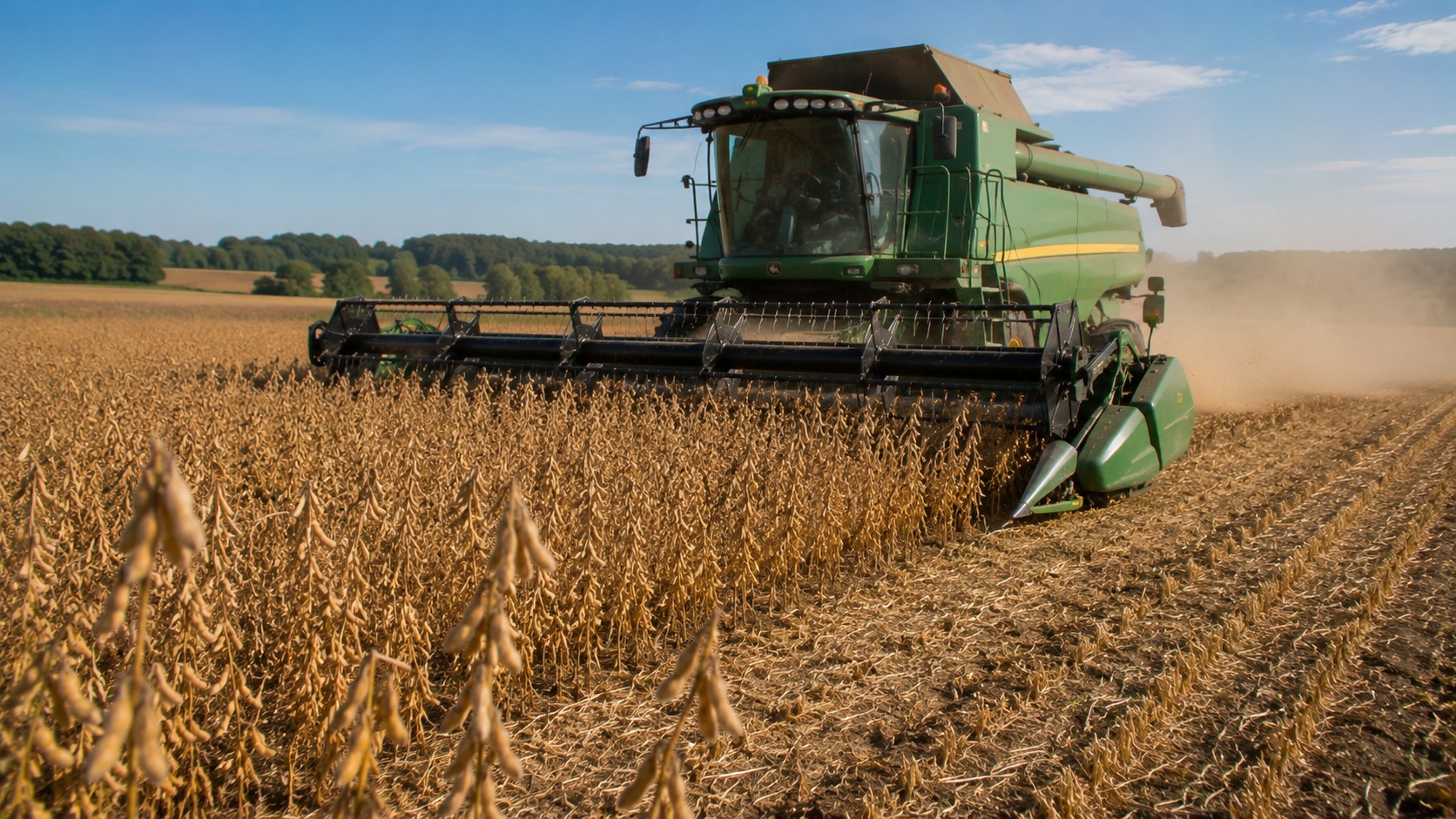 Vue agricole consacrée à récolte du soja