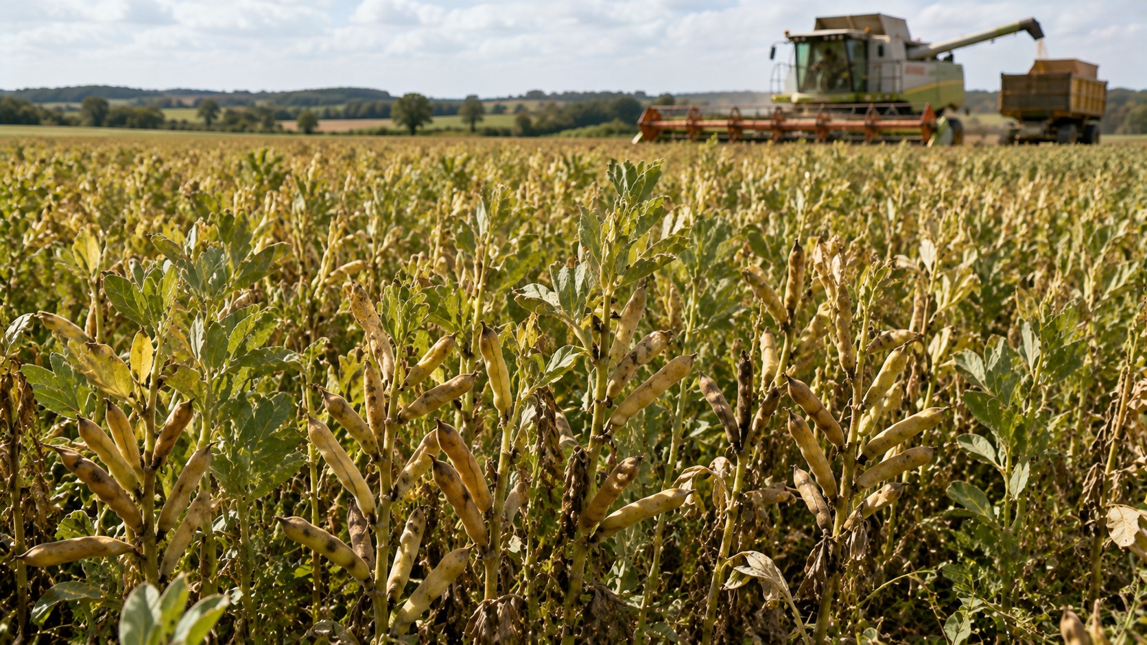 Vue agricole consacrée à rendement de la féverole