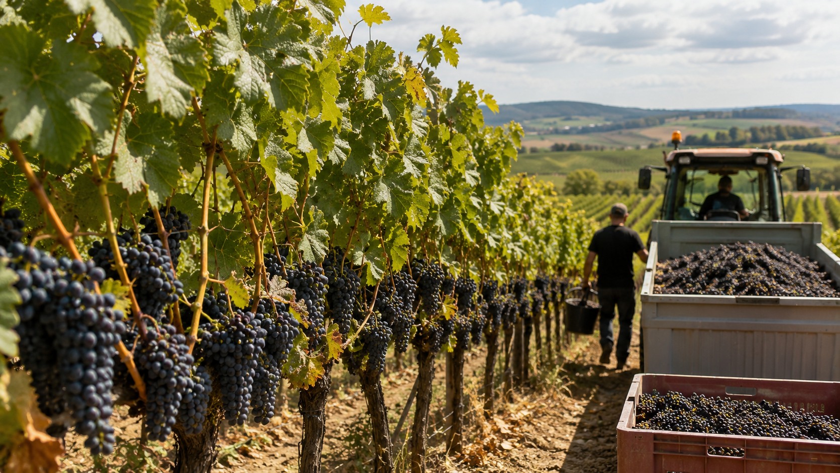 Vue agricole consacrée à rendement de la vigne