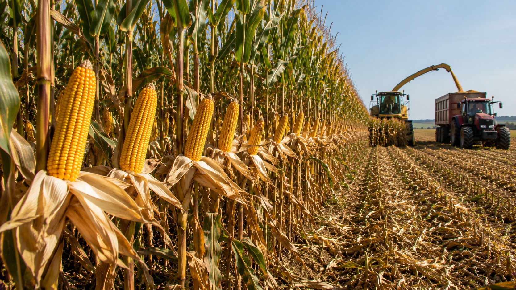 Vue agricole consacrée à rendement du maïs