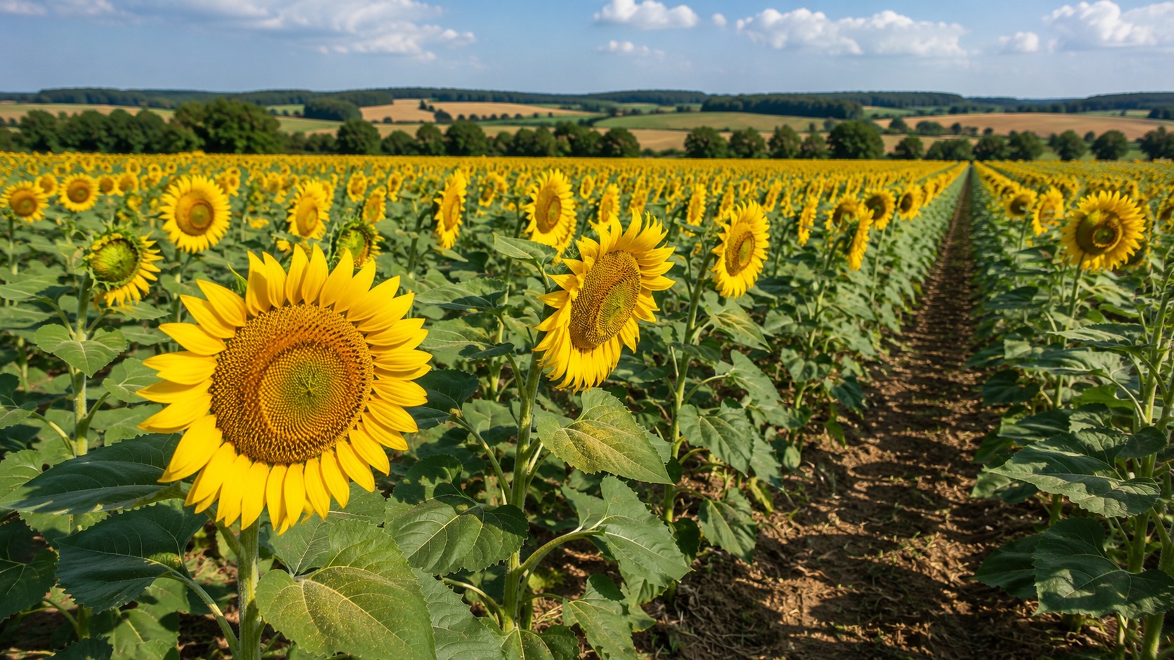 Vue agricole consacrée à rendement du tournesol