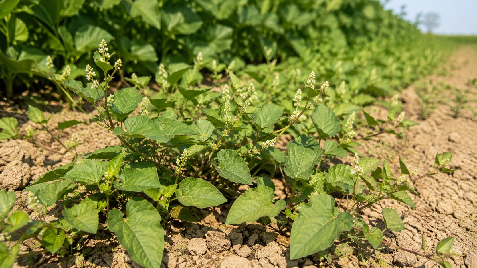 Vue agricole consacrée à renouée liseron