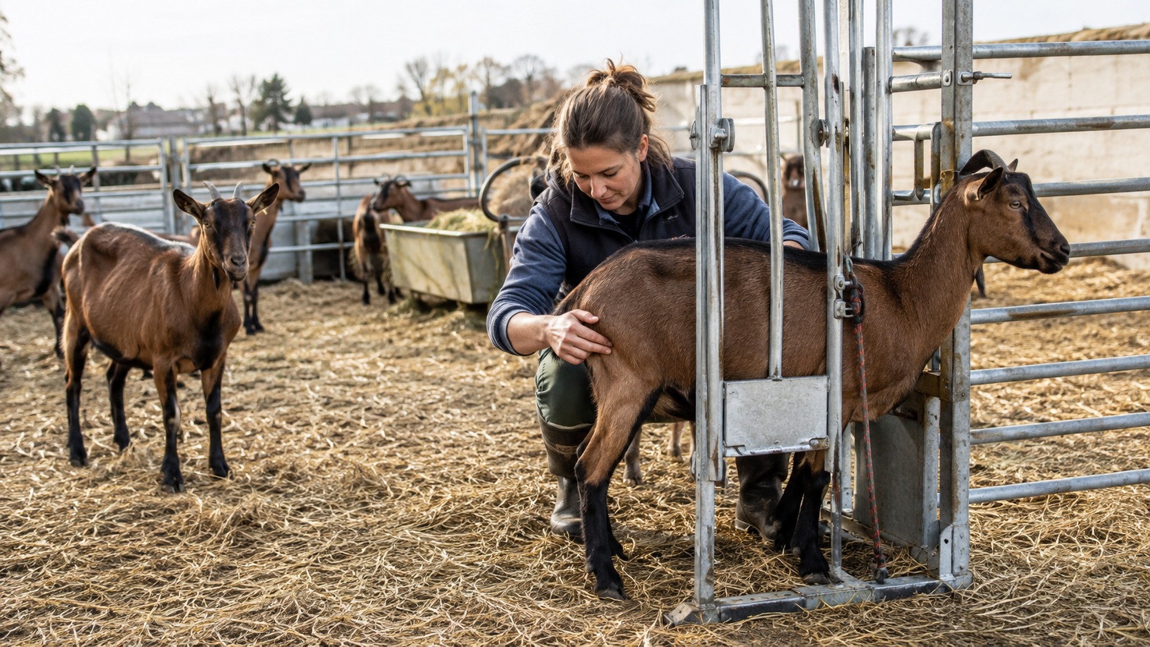 Vue agricole consacrée à reproduction caprine