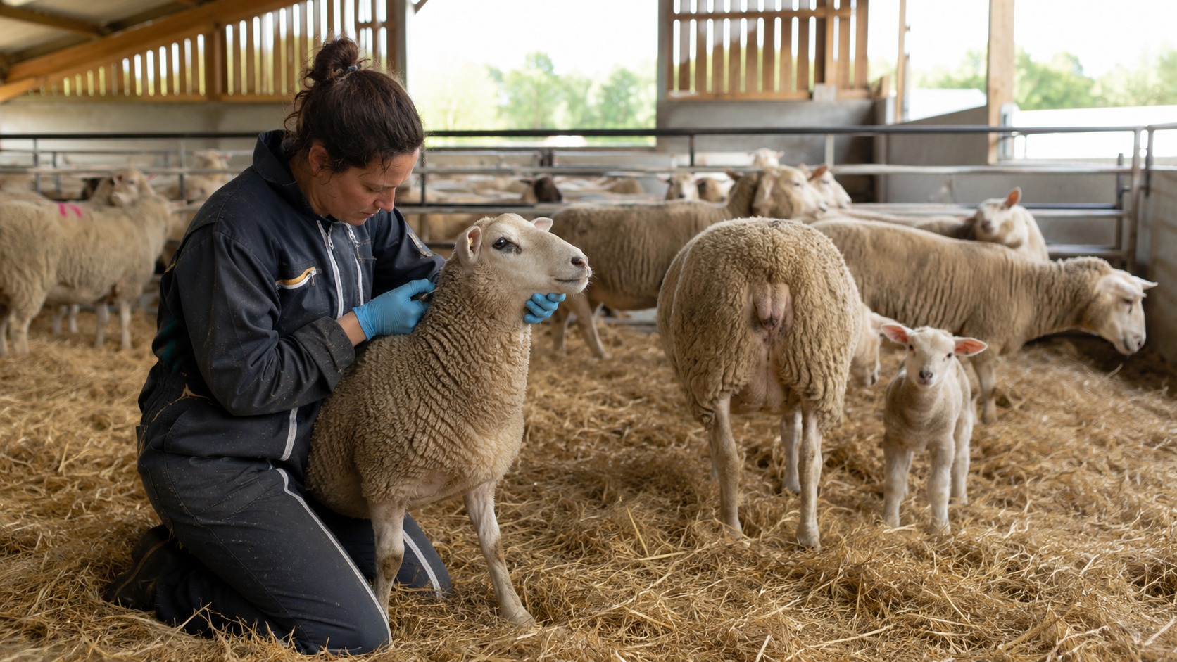 Vue agricole consacrée à reproduction ovine