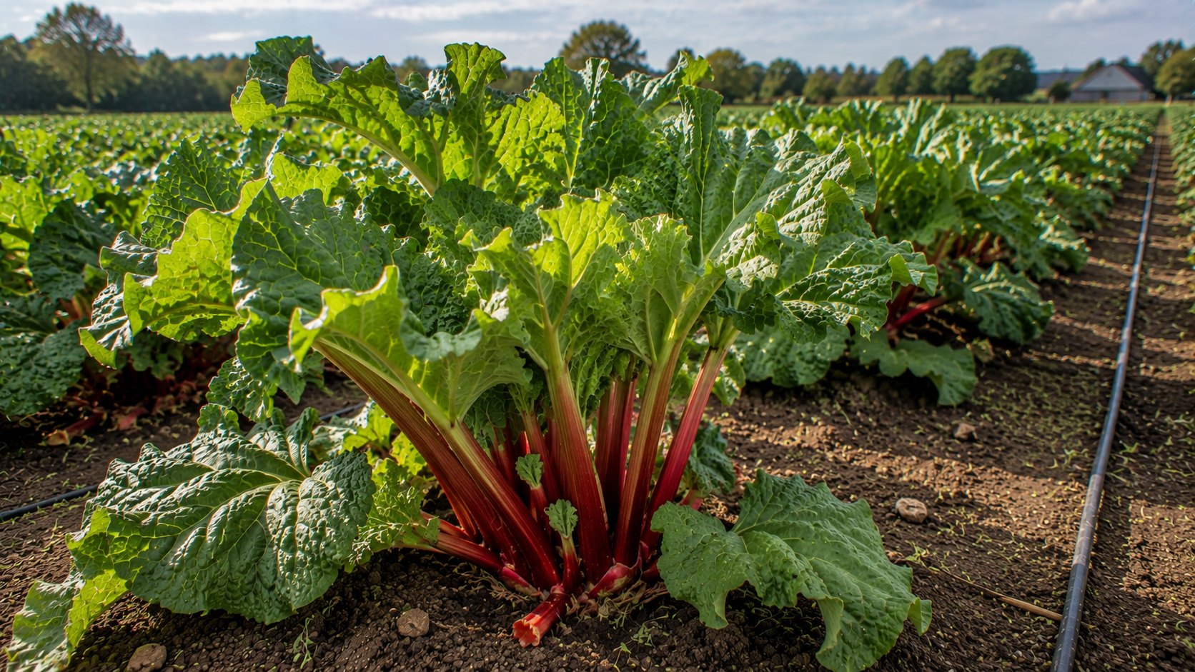 Illustration agricole de rhubarbe