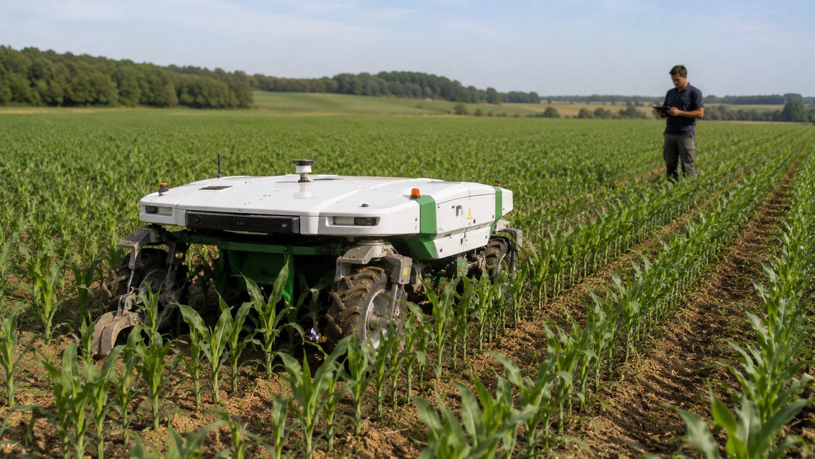 Vue agricole consacrée à robots agricoles