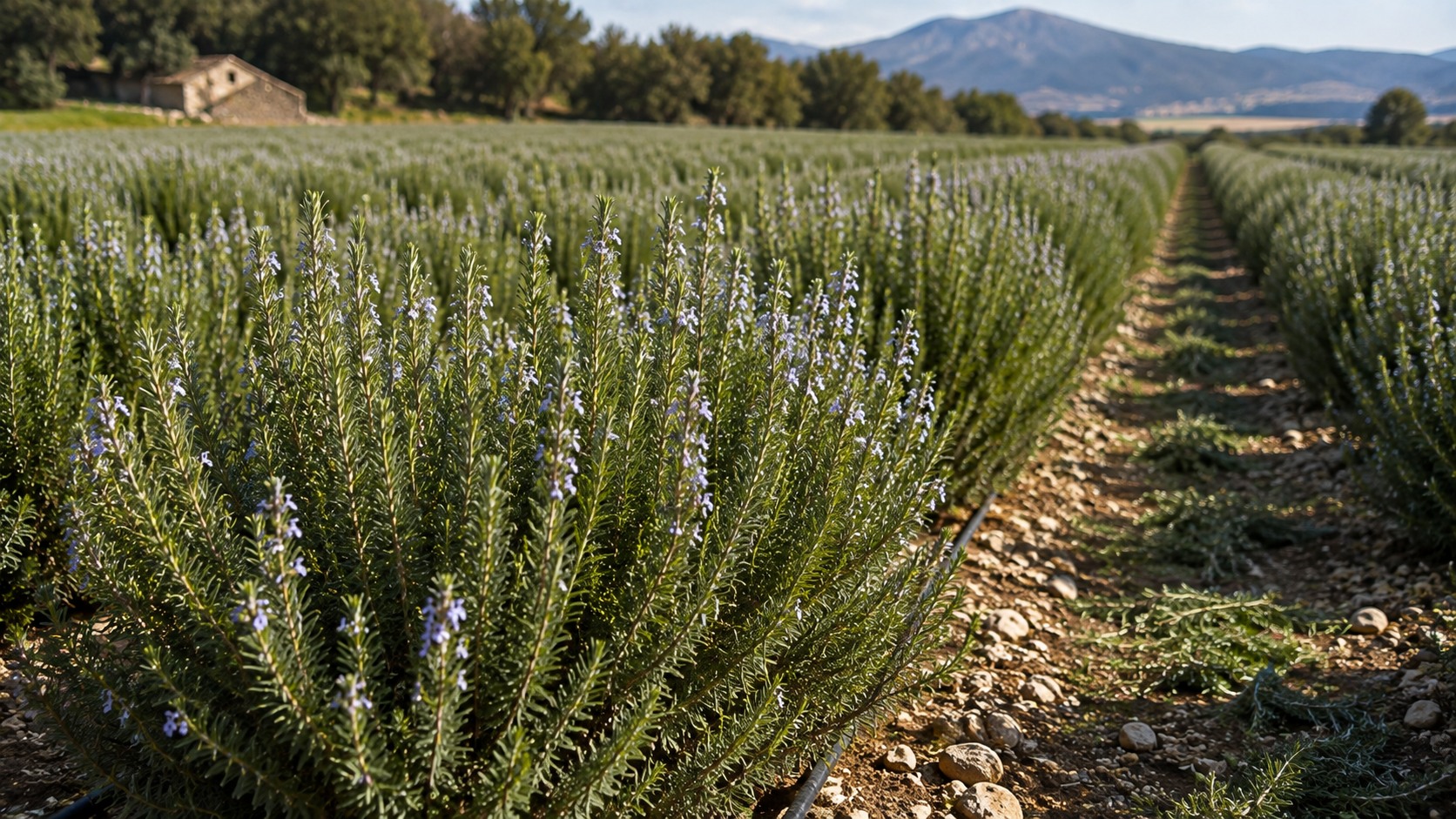 Vue agricole consacrée à romarin
