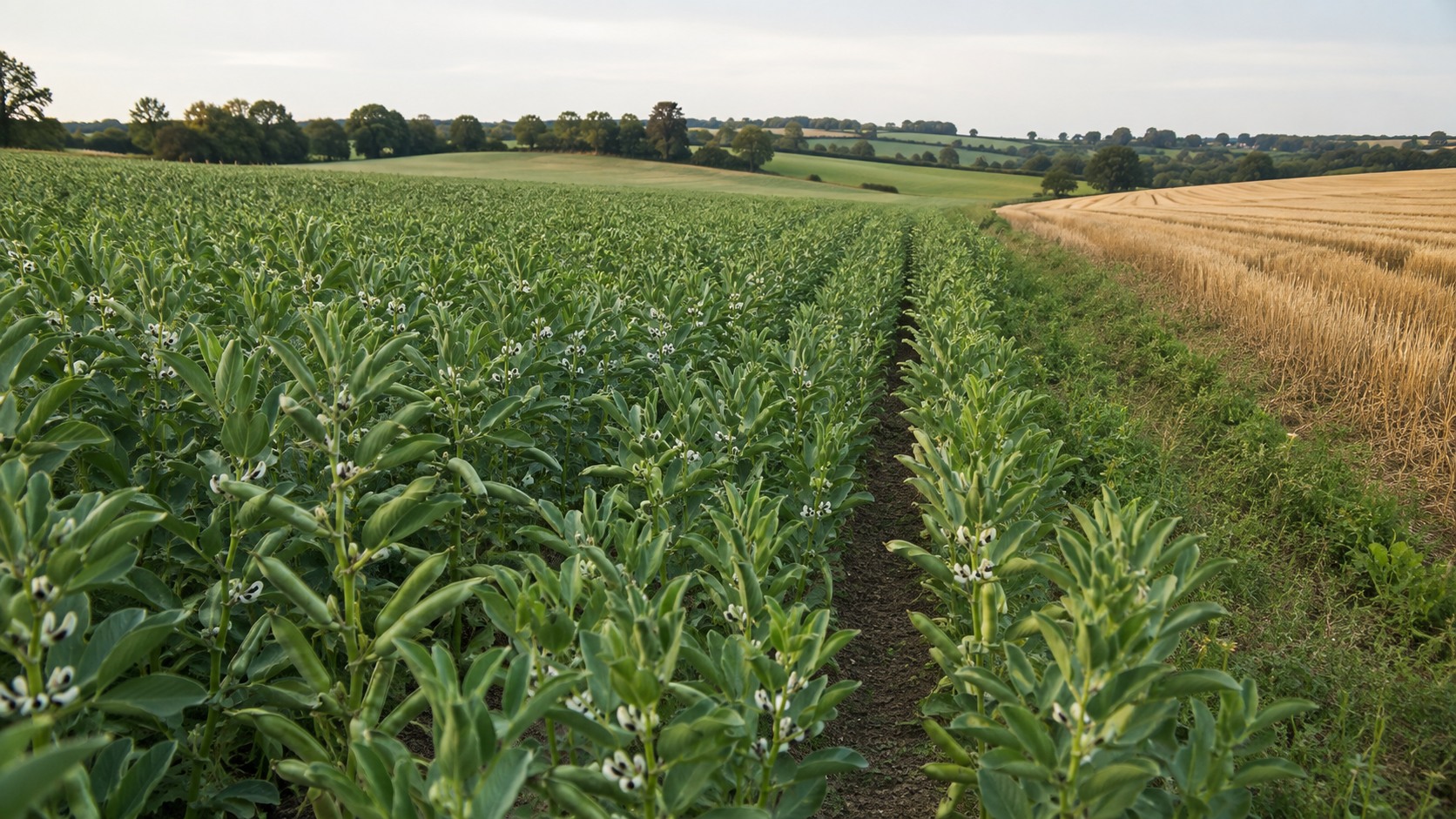 Vue agricole consacrée à rotation avec la féverole