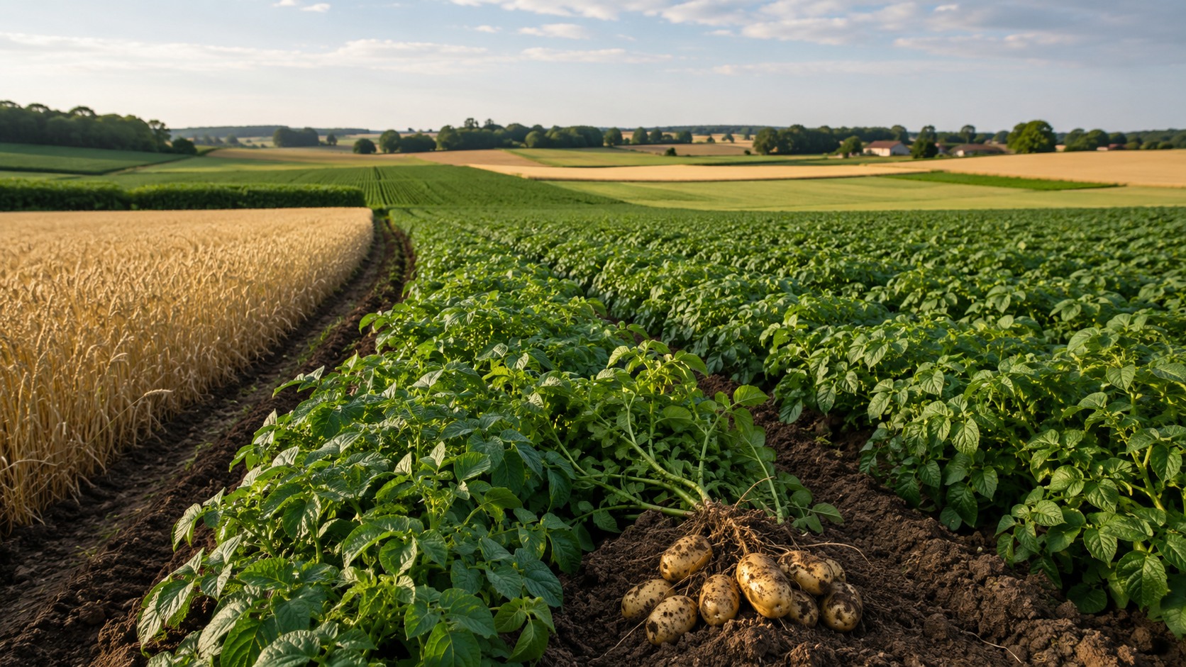 Vue agricole consacrée à rotation avec la pomme de terre