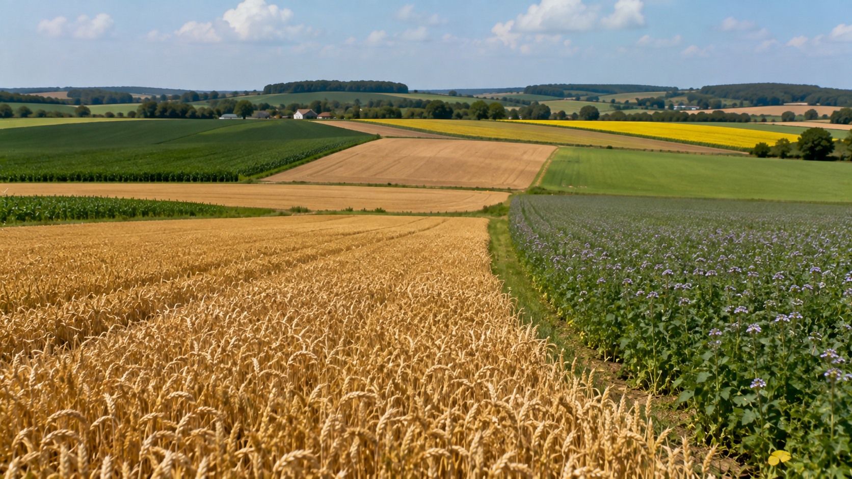 Vue agricole consacrée à rotation avec le blé