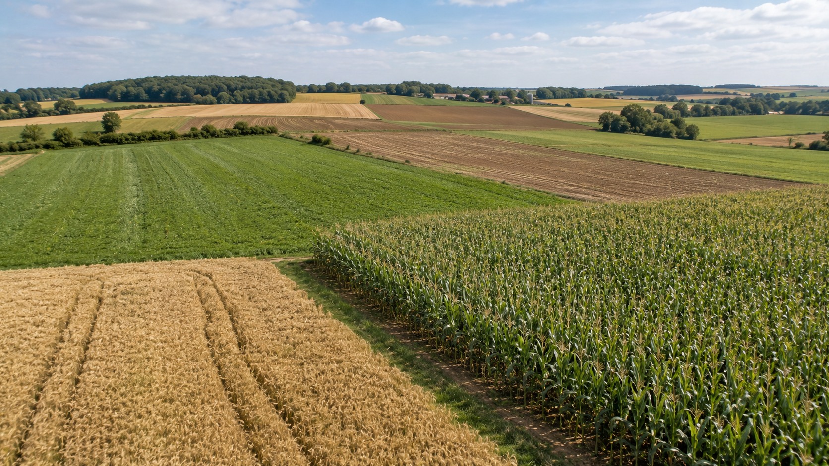 Vue agricole consacrée à rotation avec le maïs