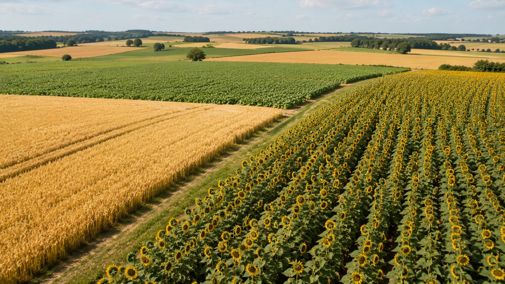Vue agricole consacrée à rotation avec le tournesol