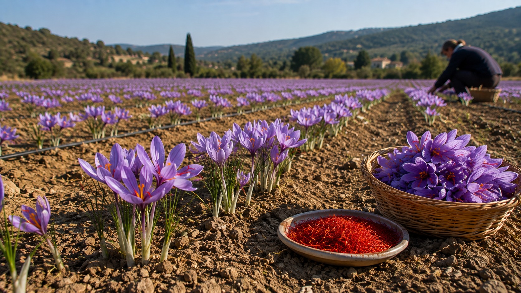 Vue agricole consacrée à safran