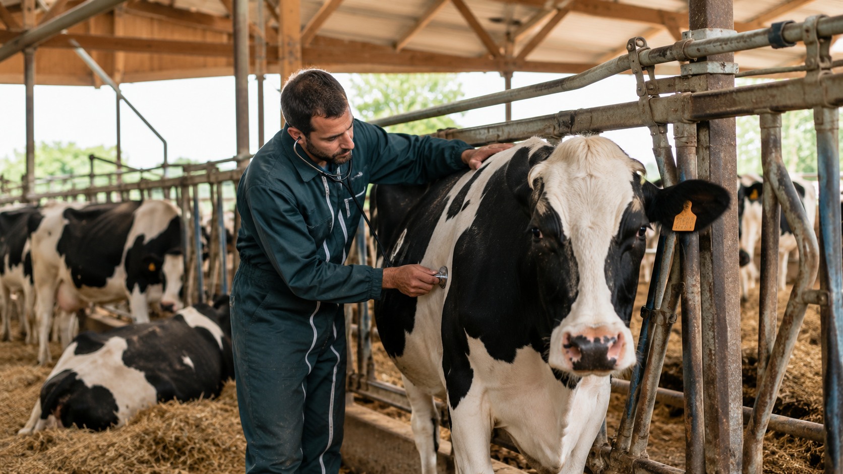 Vue agricole consacrée à santé du troupeau bovin