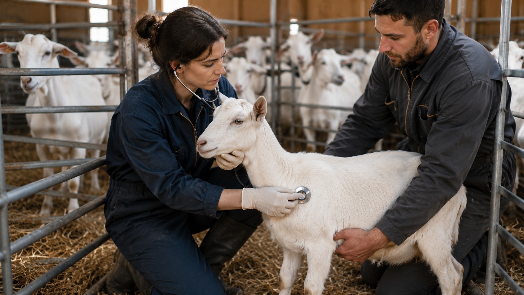 Vue agricole consacrée à santé du troupeau caprin