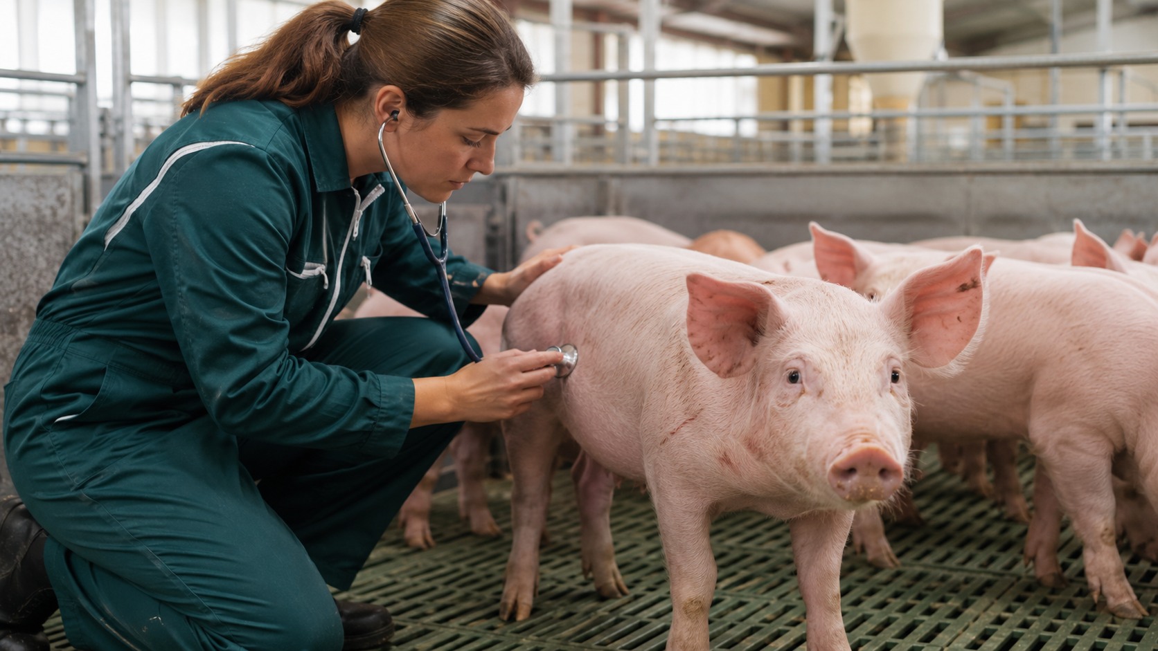 Vue agricole consacrée à santé du troupeau porcin