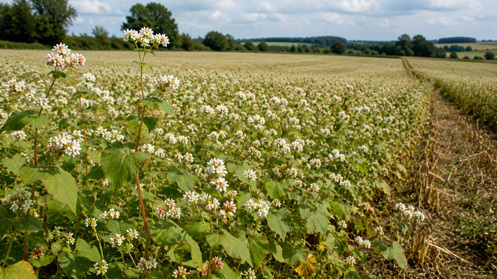 Parcelle de sarrasin en fleurs