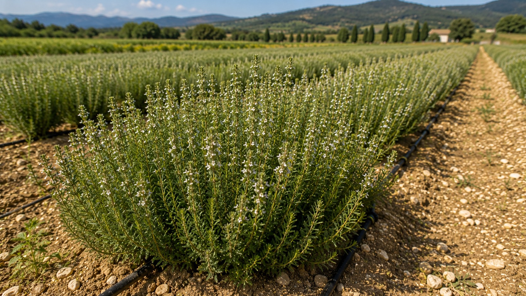 Vue agricole consacrée à sarriette