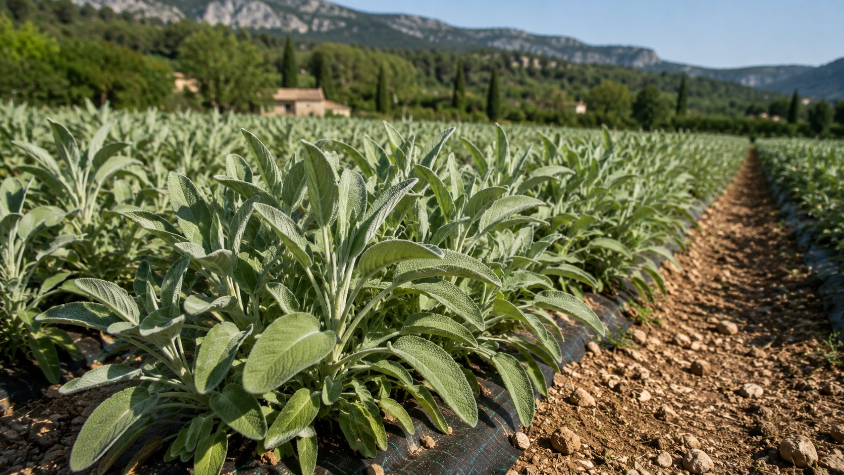 Vue agricole consacrée à sauge
