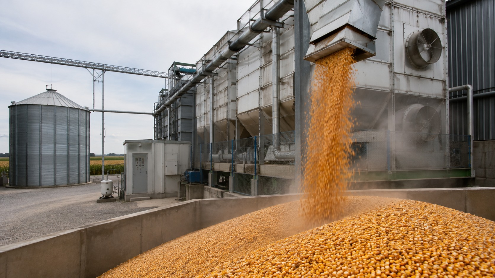Vue agricole consacrée à séchage du maïs