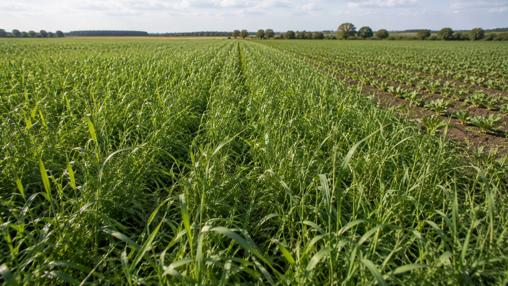 Vue agricole consacrée à seigle en couvert