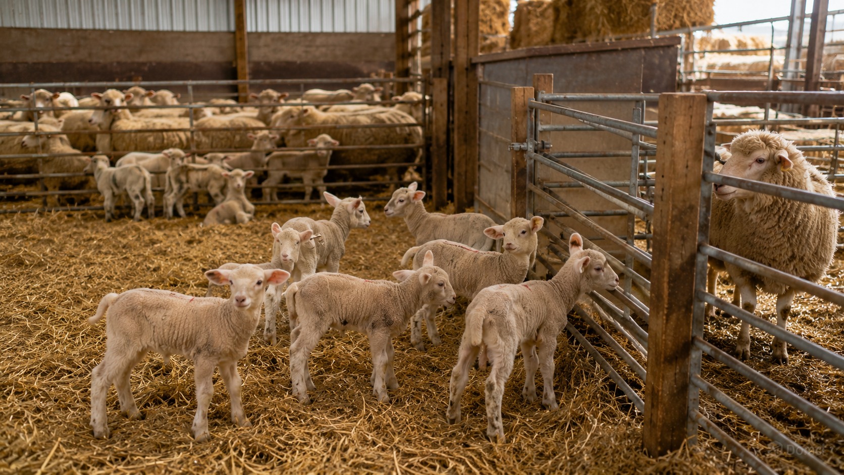 Vue agricole consacrée à sevrage des agneaux