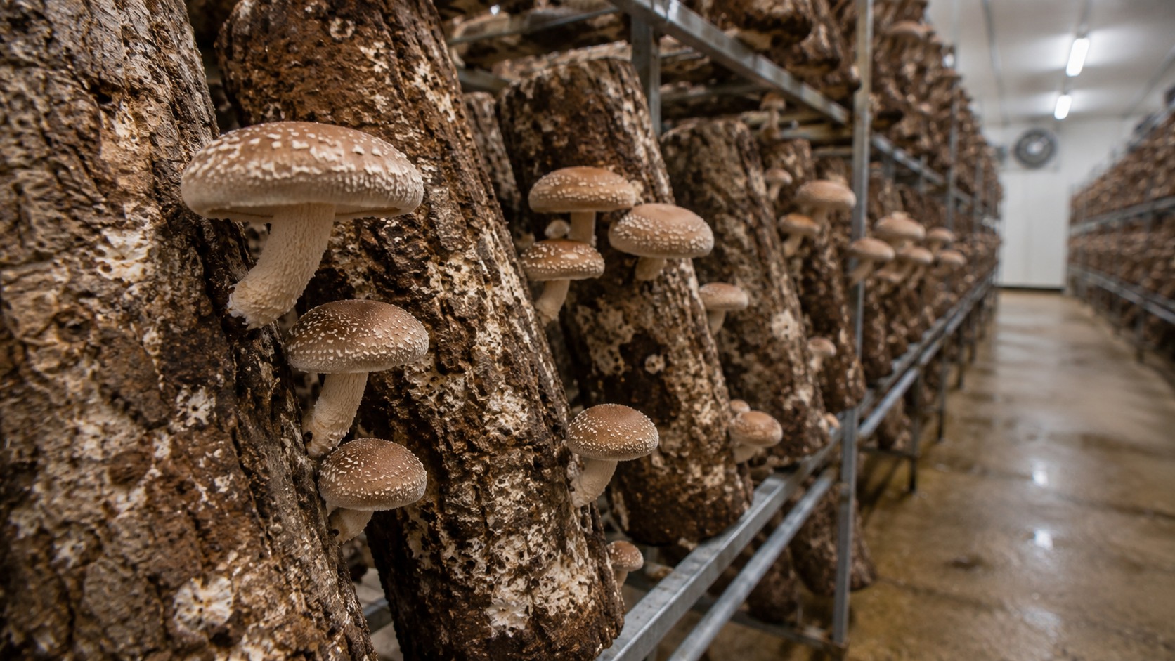 Vue agricole consacrée à shiitaké