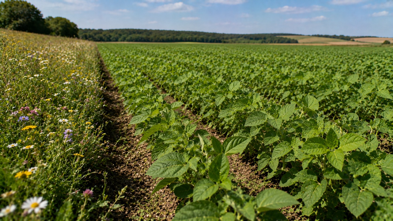Vue agricole consacrée à soja en agriculture biologique