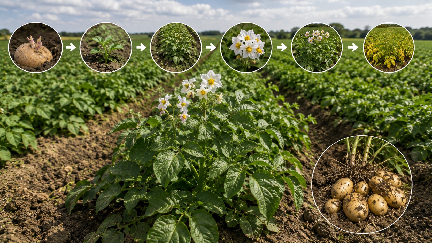 Vue agricole consacrée à stades de la pomme de terre
