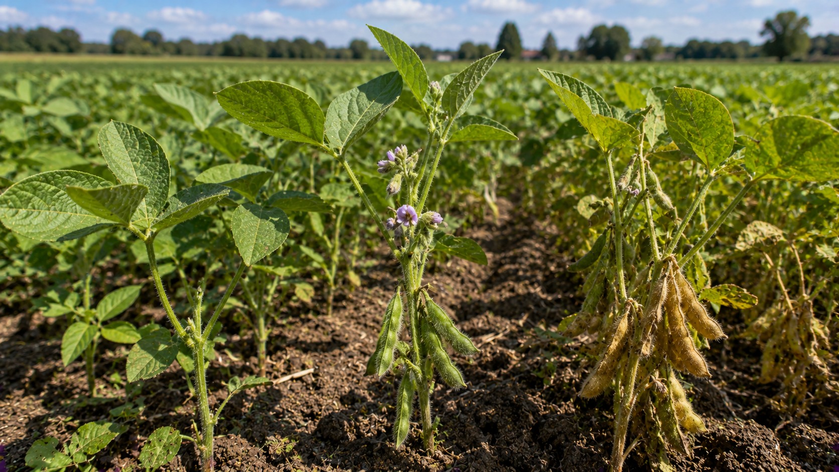 Vue agricole consacrée à stades du soja