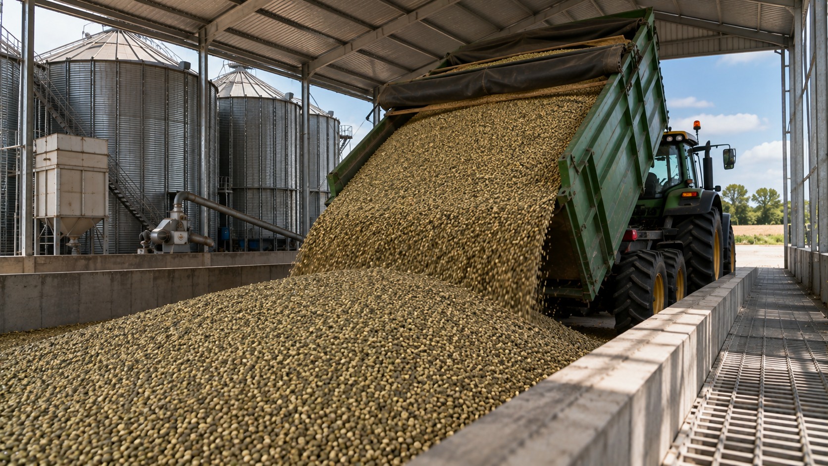 Vue agricole consacrée à stockage de la féverole