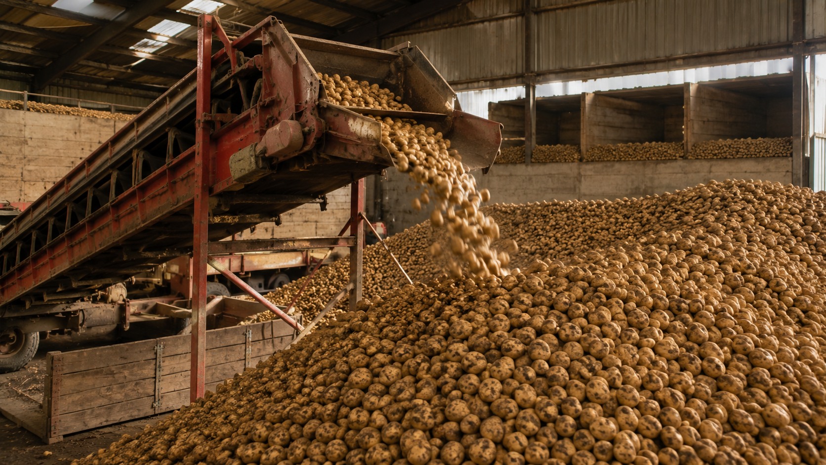 Vue agricole consacrée à stockage de la pomme de terre