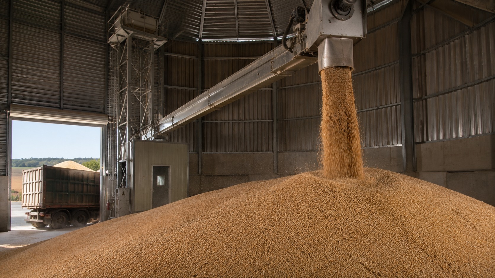 Vue agricole consacrée à stockage du blé