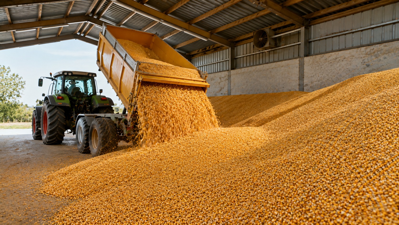 Vue agricole consacrée à stockage du maïs